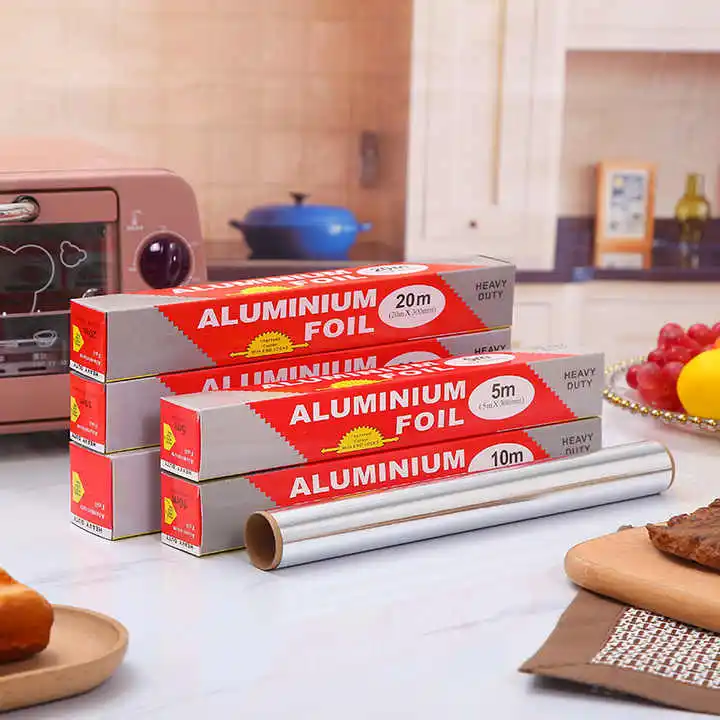 5m  Silver aluminum foil roll Household Foil Roll For Kitchen Food  packing square paper