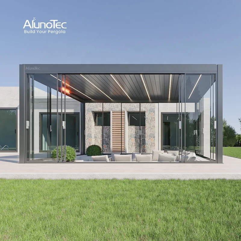 Smart Outdoor Waterproof and Windproof Garden Gazebo Modern Design Terrace Aluminum Pergola Roof