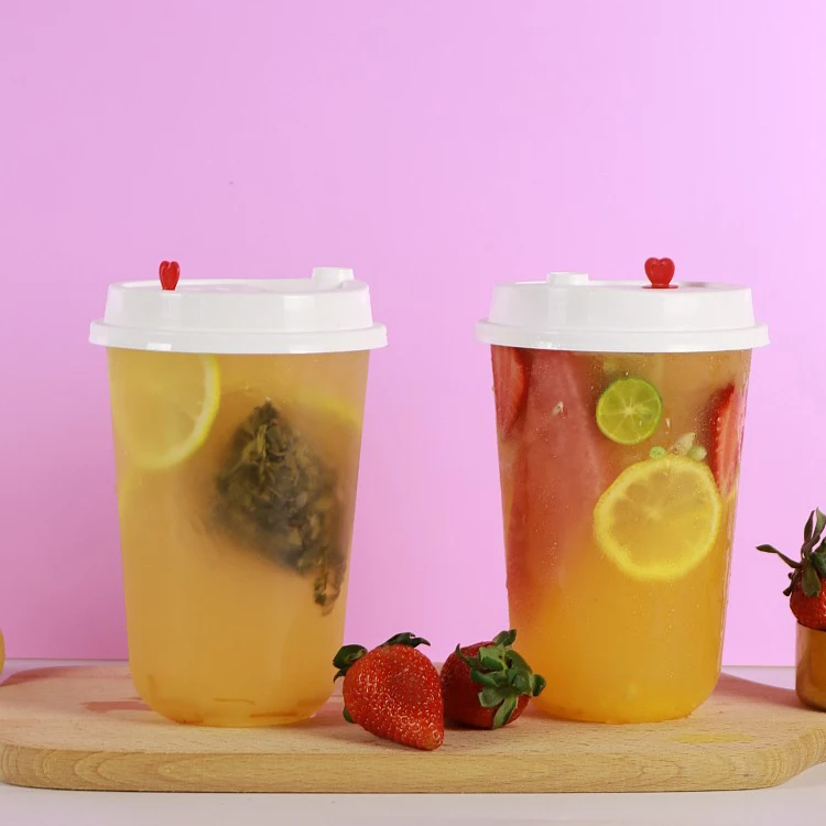 
U shape cup 360ml 500ml 700ml custom logo clear disposable plastic bubble tea food grade PP plastic cup 
