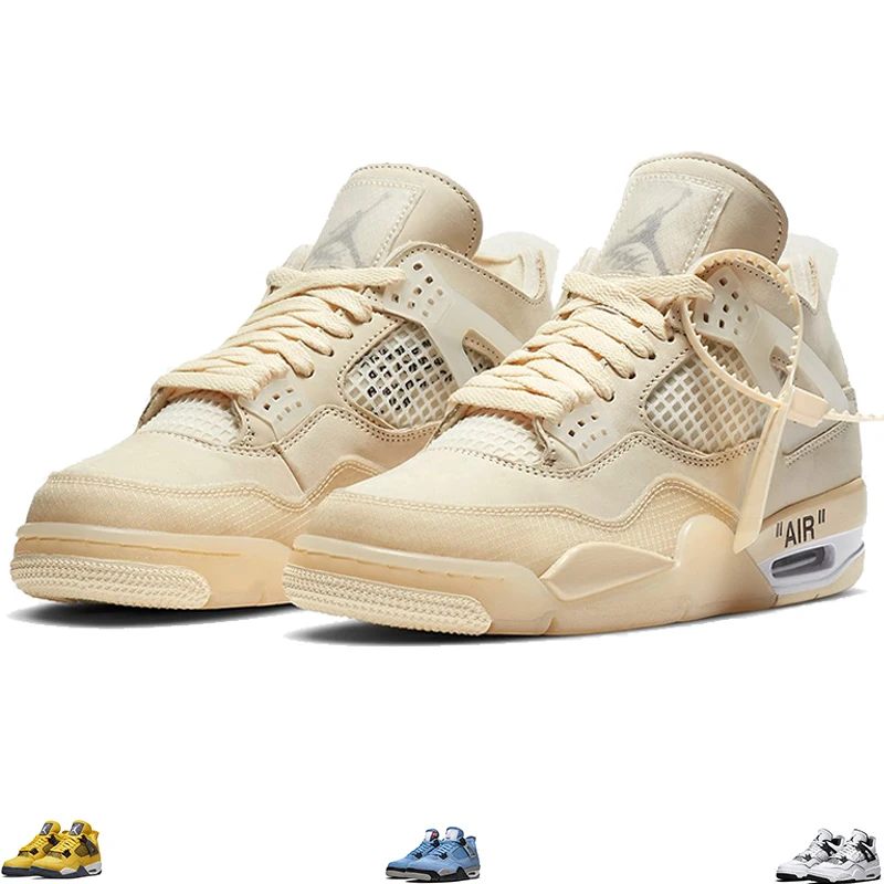 Air Jordan 4 White Cream Force 1 Basketball Shoes Jumpman Desert Moss White Oreo Black Cat Bred Nike Mens Sports Sneaker