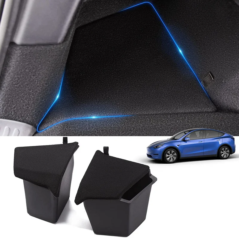 Оптовая продажа, бокс для хранения автомобиля Tesla Model Y, сделанный в Шанхае, боковой ящик для хранения в багажнике автомобиля, флокирующая подкладка, разделительный ящик