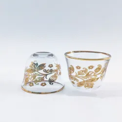 6pcs/set Arabic Tea Cup Saucer Set of Cawa Cup and  Real Gold Drawing Middle Eastern Daily Use of Tea Cup Sets