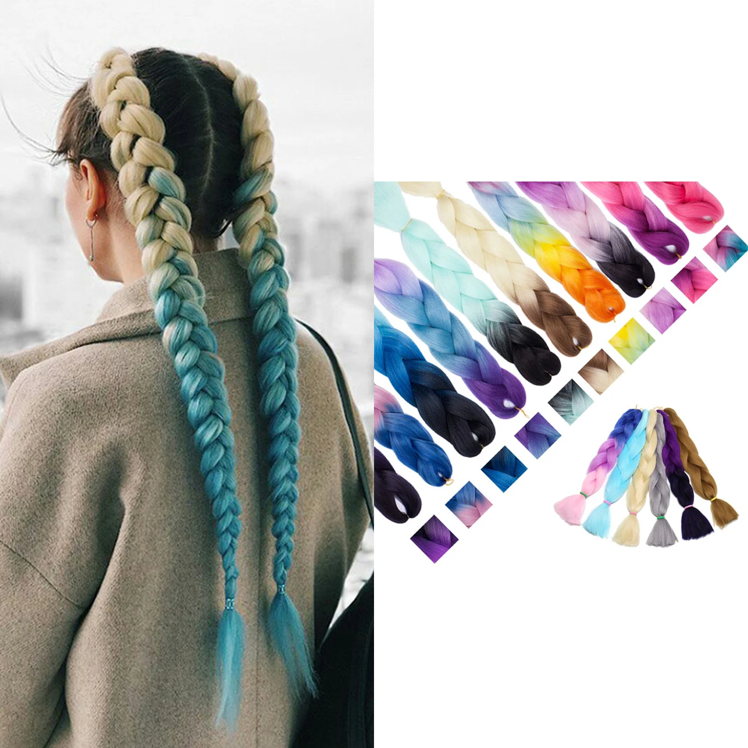 Фабричная смешанная партия Омбре синтетическая коса для волос Джамбо для африканских синтетический вязаный крючком плетение