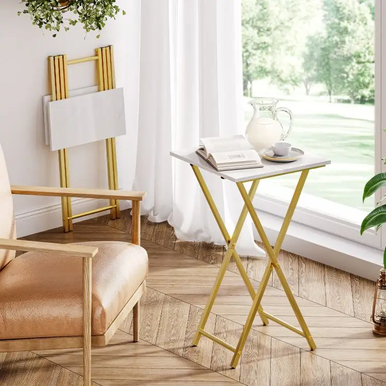 Wholesale Folding TV Tray Tables, HOOBRO Brand Foldable Side End Table, Small Sofa Snack Table Coffee Table for Living Room