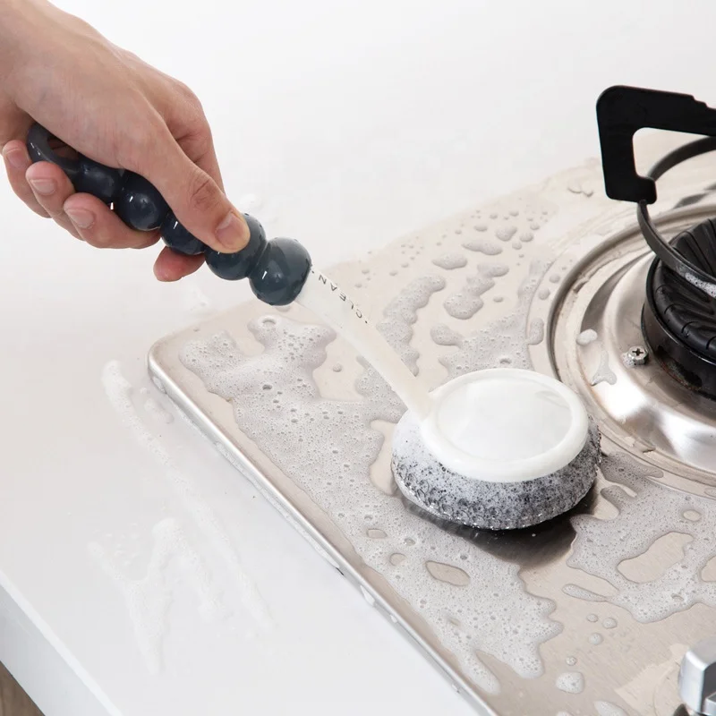 Kitchen Plastic Cleaning Scrubber Metal Wire Ball Dish Brush Wash Pot Brush With Long Handle