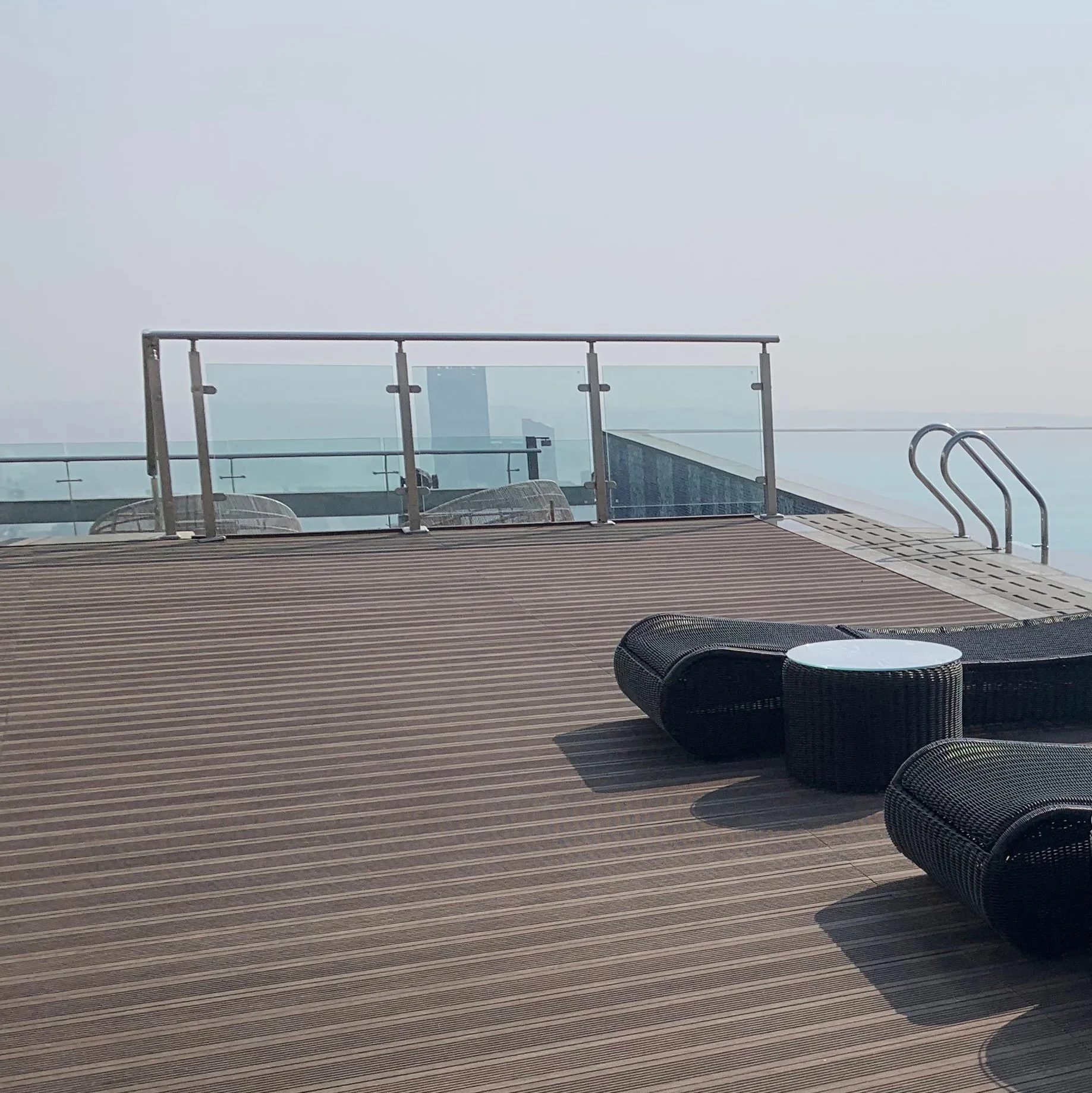 Natural hardwood appearance compressed thermally treated bamboo strips made heavy commercial durable terrace