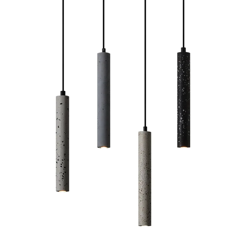 Creative cement bar restaurant lamp simple coffee shop Loft terrazzo strip single head bedroom bedside chandelier
