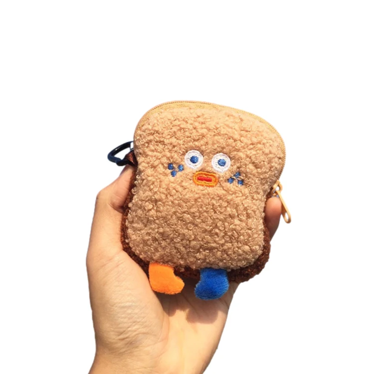 Custom Mini Kawaii Coin Pouch Cartoon Bread Keyring Keychain Plush Coin Purses