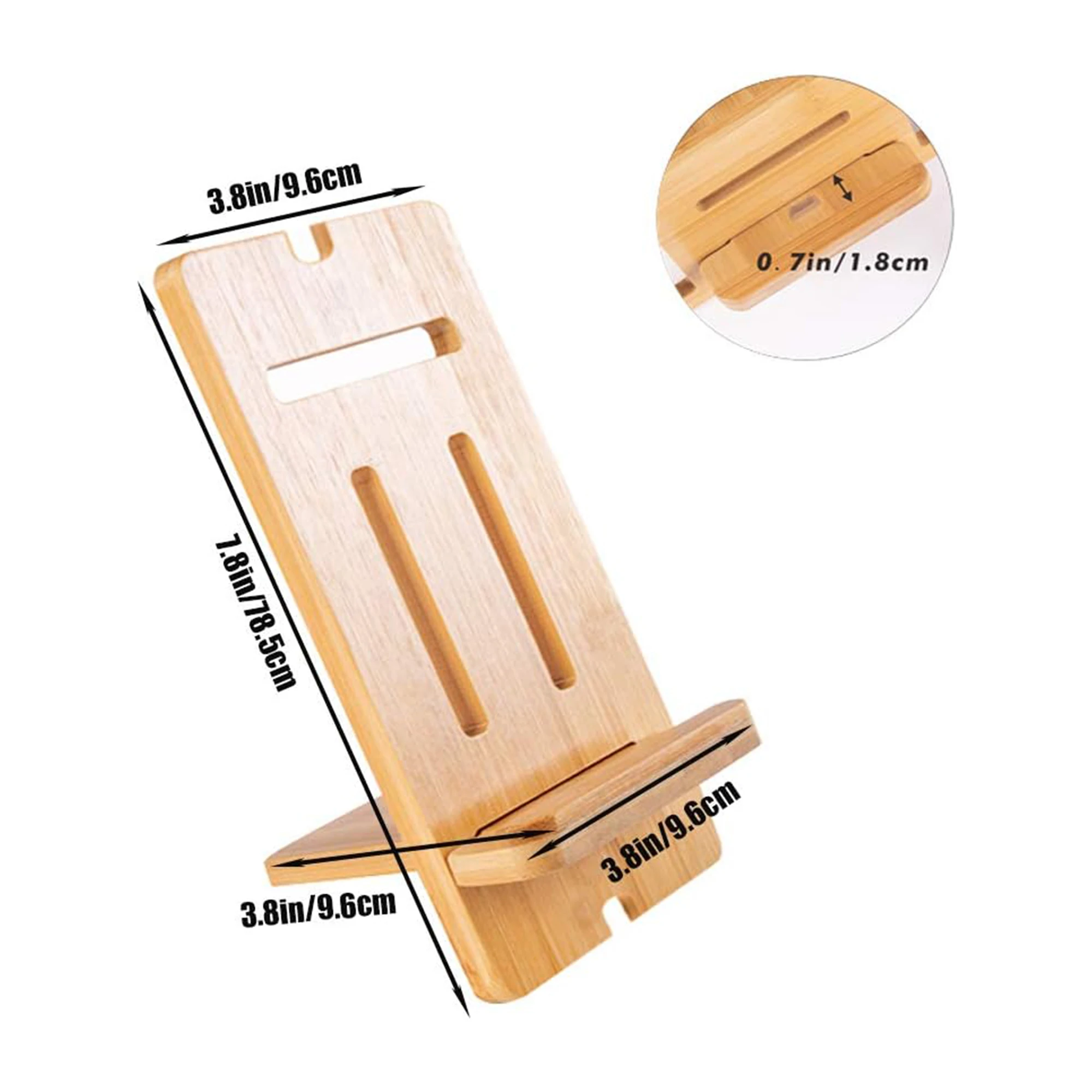 Bamboo Phone Stand  Foldable Universal Adjustable-Angle Mobile Phone Stand Holder  Desktop For All Smartphones E-Reader Tablet