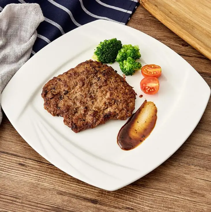 
White Dinner Plates | Porcelain Square Dinnerware | 10 Inch Classic Solid Coupe Style Plate Set 