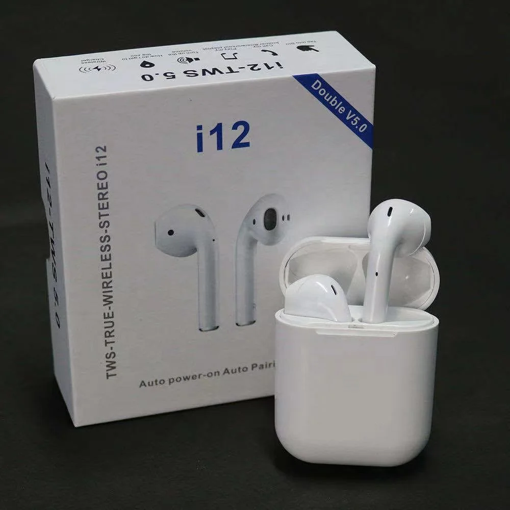2020 Best price and quality in-ear earbuds twin true wireless pair earphone TWS i12 with charging box mini headphone