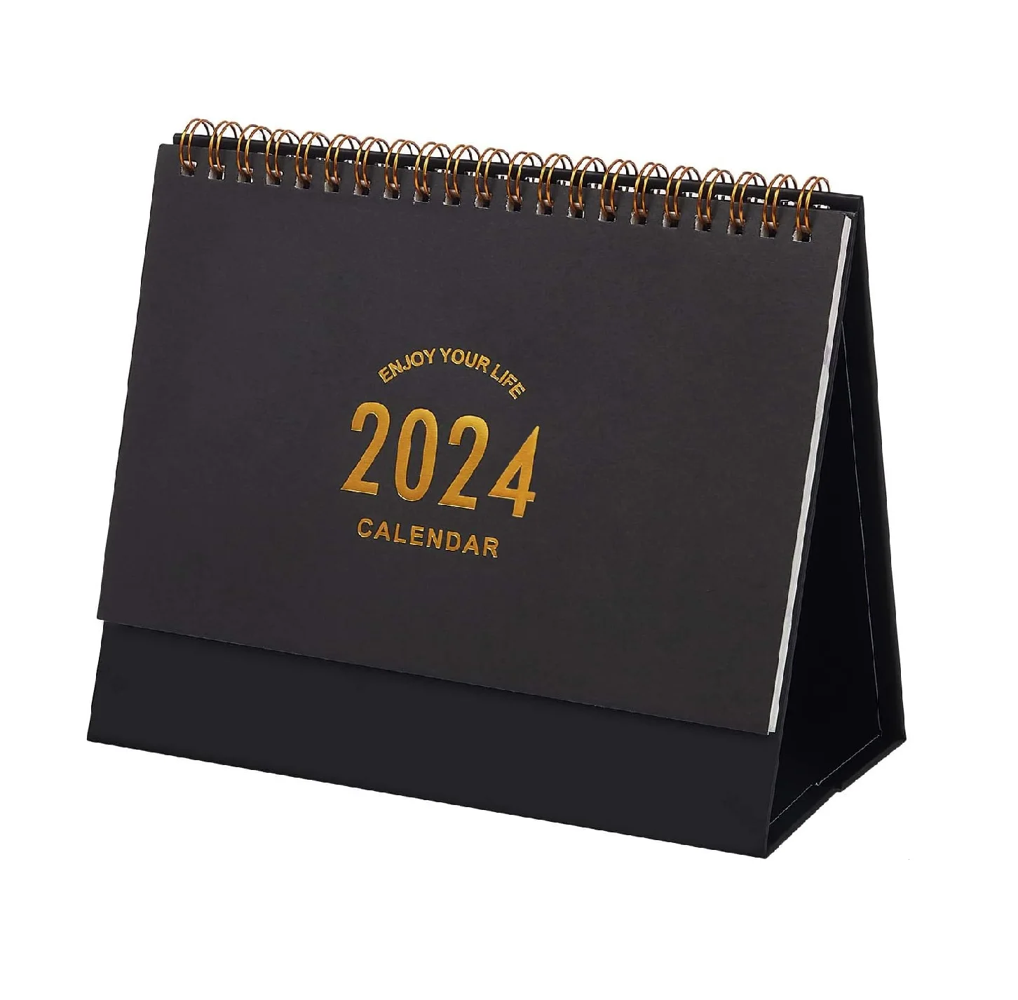 Small Desk Calendar Standing Flip Desktop Calendar Metal Ring Twin-Wire Binding Calendar