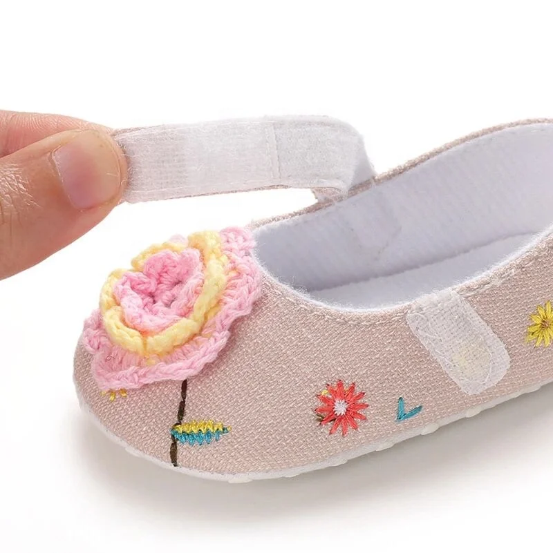 9 Month Fall Crochet Flower Crawling Fancy Kids Baby Girl Footwear Shoes