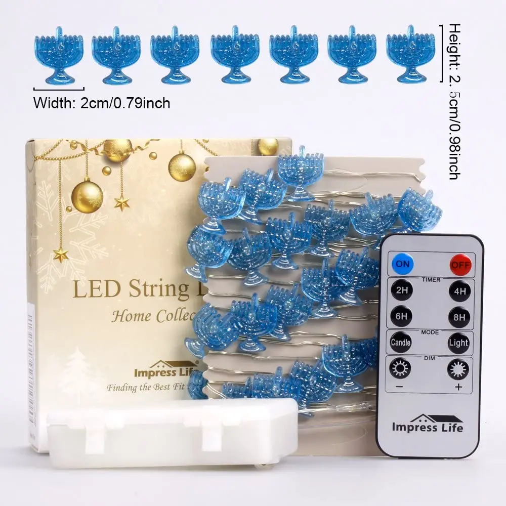 Nicro Night Light Festival Lamp Chanukah Decorative Electric LED String Twinkle Light Hanukkah Menorah Jewish Bedroom Decoration