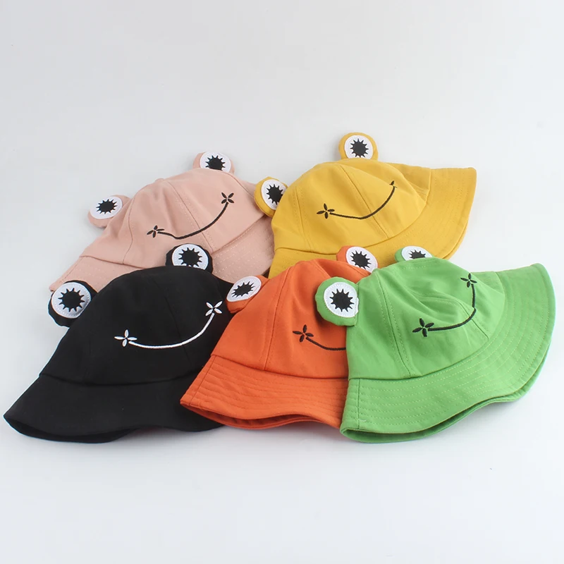 Parent-Kid Cartoon Frog Bucket Hat Panama Fishing Cap Cute Froggy Hat Homme Femme Bob Chapeau Outdoor Sun Fisherman Hat