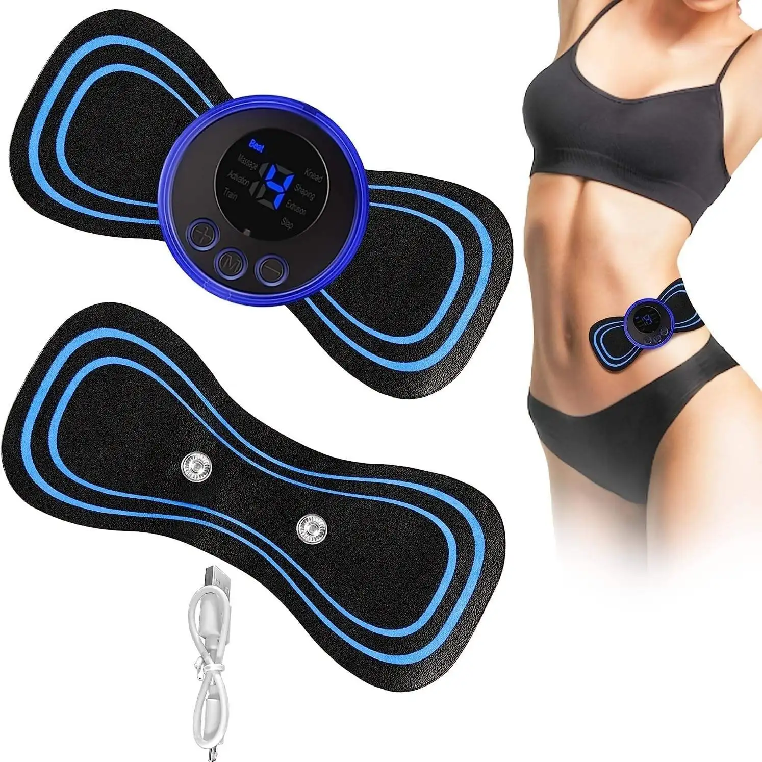 Electric Tens Ems Butterfly Pulse Neck Mini Massage Stickers Tool Whole Body Cervical Spine Massager Machine For Pain Relief