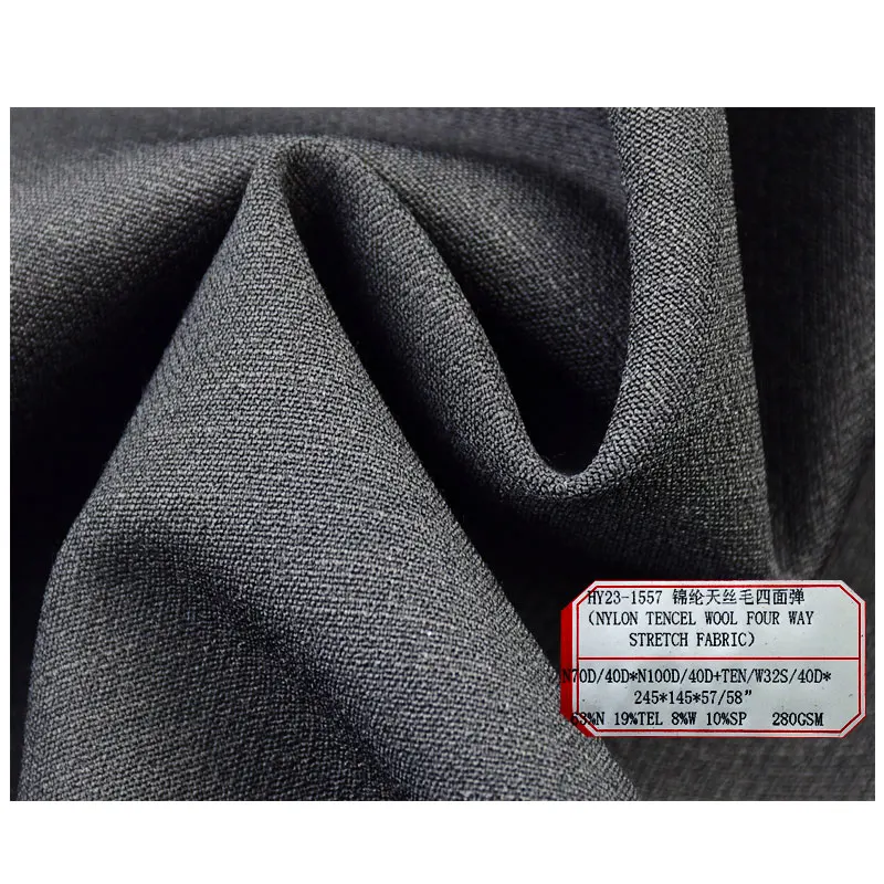 China Manufacture High Quality Nylon Tencel Wool Spandex 4 Way Stretch Suiting Fabric