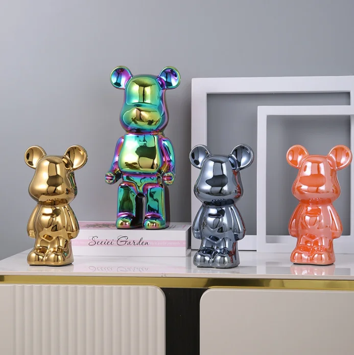 Home Decoration Ceramic Bear Figurine Luxury Room Decor Ceramic Bear Statue Sculpture