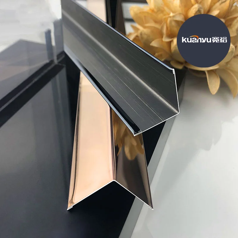 Stainless steel tile trim L shape profile metal trim Tile Corner Gold Brushed Trims for wall edge decoration