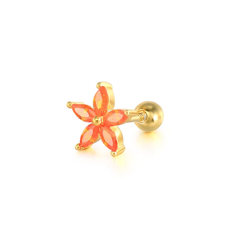 High Quality Petal Flower Piercing Thread Stud Earrings Colorful Statement Earrings