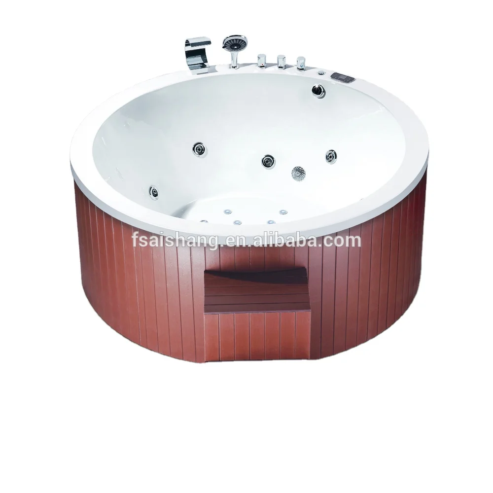 acrylic red color outdoor bathtub with color chang bath mat