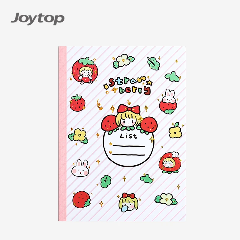 Joytop 4776 Wholesale Kawaii Strawberry Design B5 Glue Bound Softcover Composition Notebooks For Student