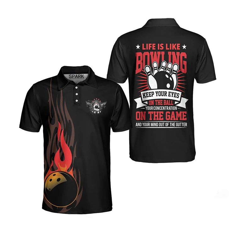 Dye Sublimated Short Sleeve Cheap Printed Vintage Custom Full Custom Bowling Jersey Cheap Bowling Polo Shirts