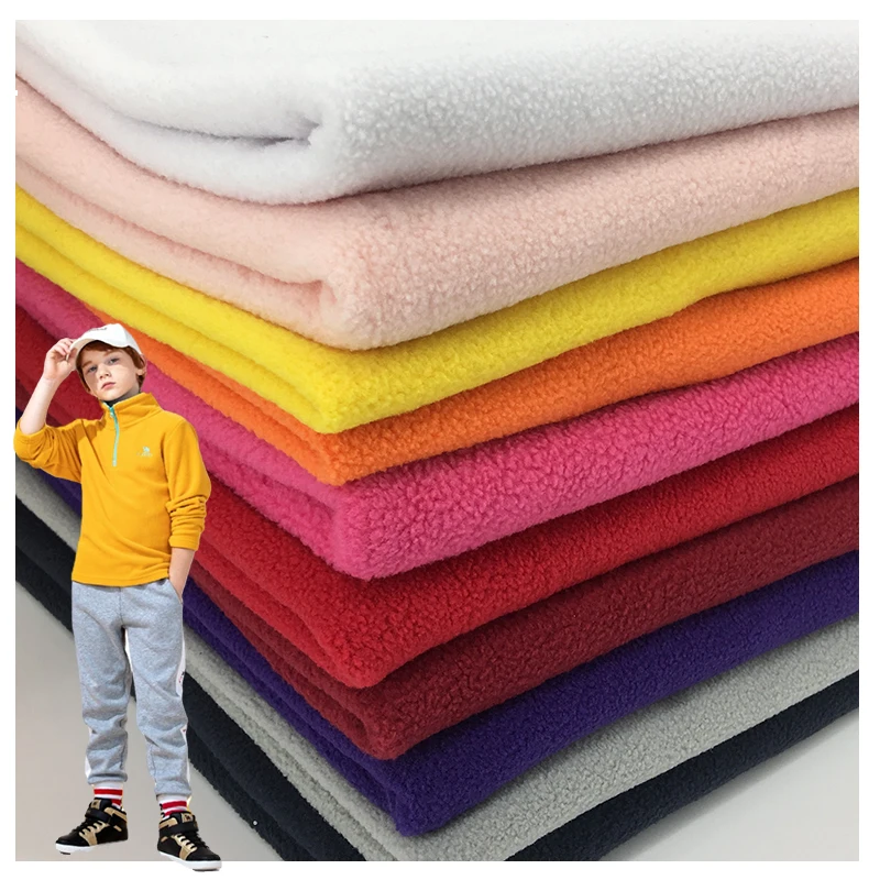 
High quality 100% polyester polar fleece fabric two side brushed single side anti pilling polar fleece fabric 