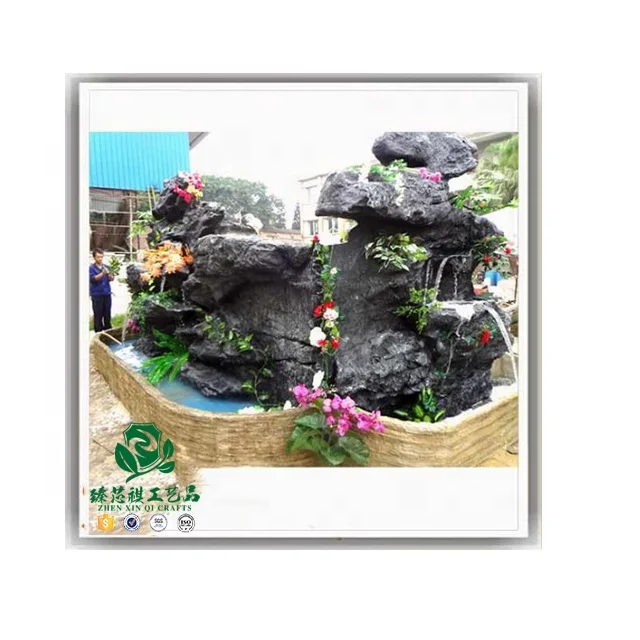 zhen xin qi crafts Natural Wholesale fiberglass artificial rock fountains For All Garden Styles waterfall