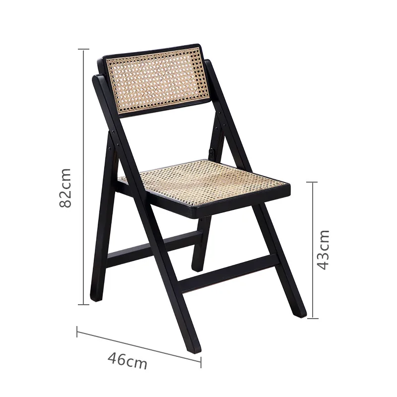 Garden Furniture Folding Rattan Dining Chair Retro Rattan Folding Chair Living Room Rattan Wooden Folding Chair