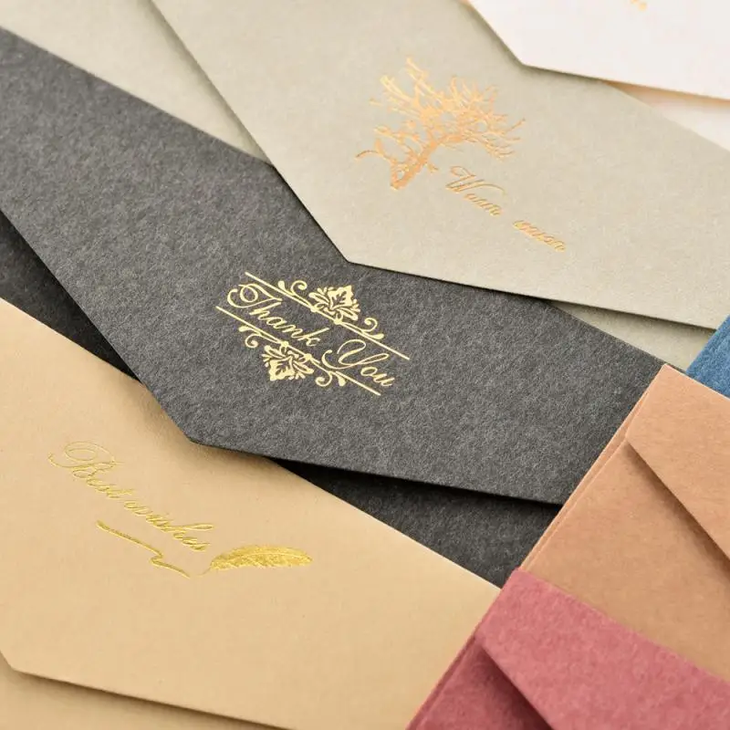 Wholesale Fancy Handmade Paper Envelopes Special Paper Envelopes With Gold Foil Logo For Packaging