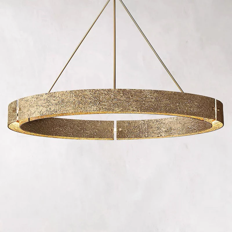 Luxury kitchen island circular pendant lights hanging circle hoop lamps adjustable brightness chandelier
