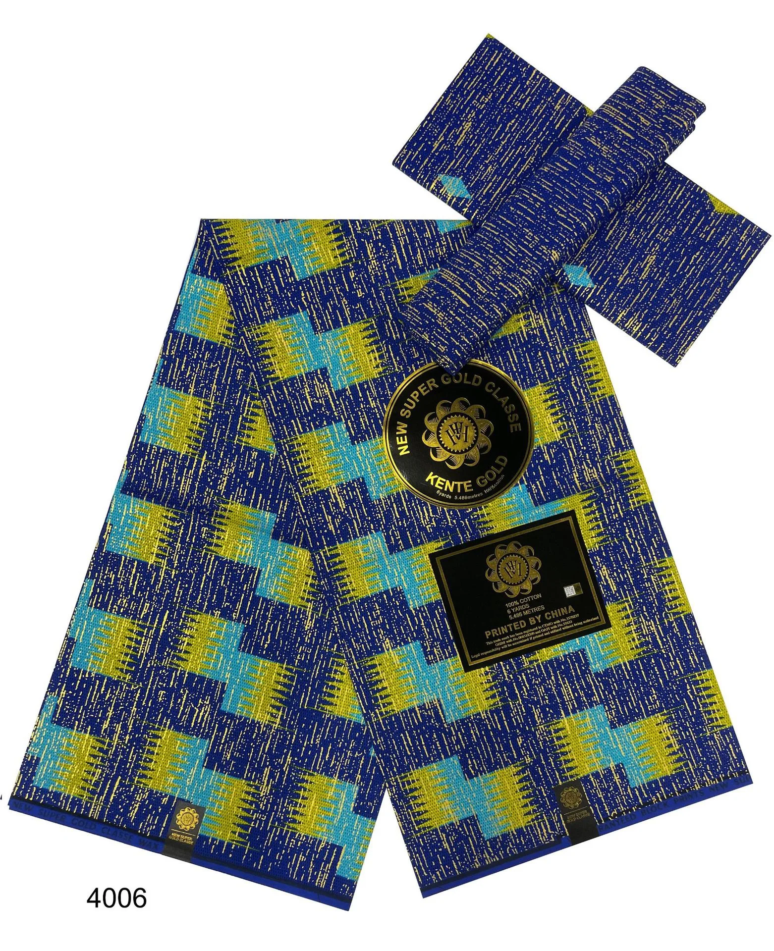 ACI 2+4Yards Ankara African Gold Fabric Real Wax Fabric 100% Cotton Material Nigeria Ghana Kente Style For Cloth Sewing