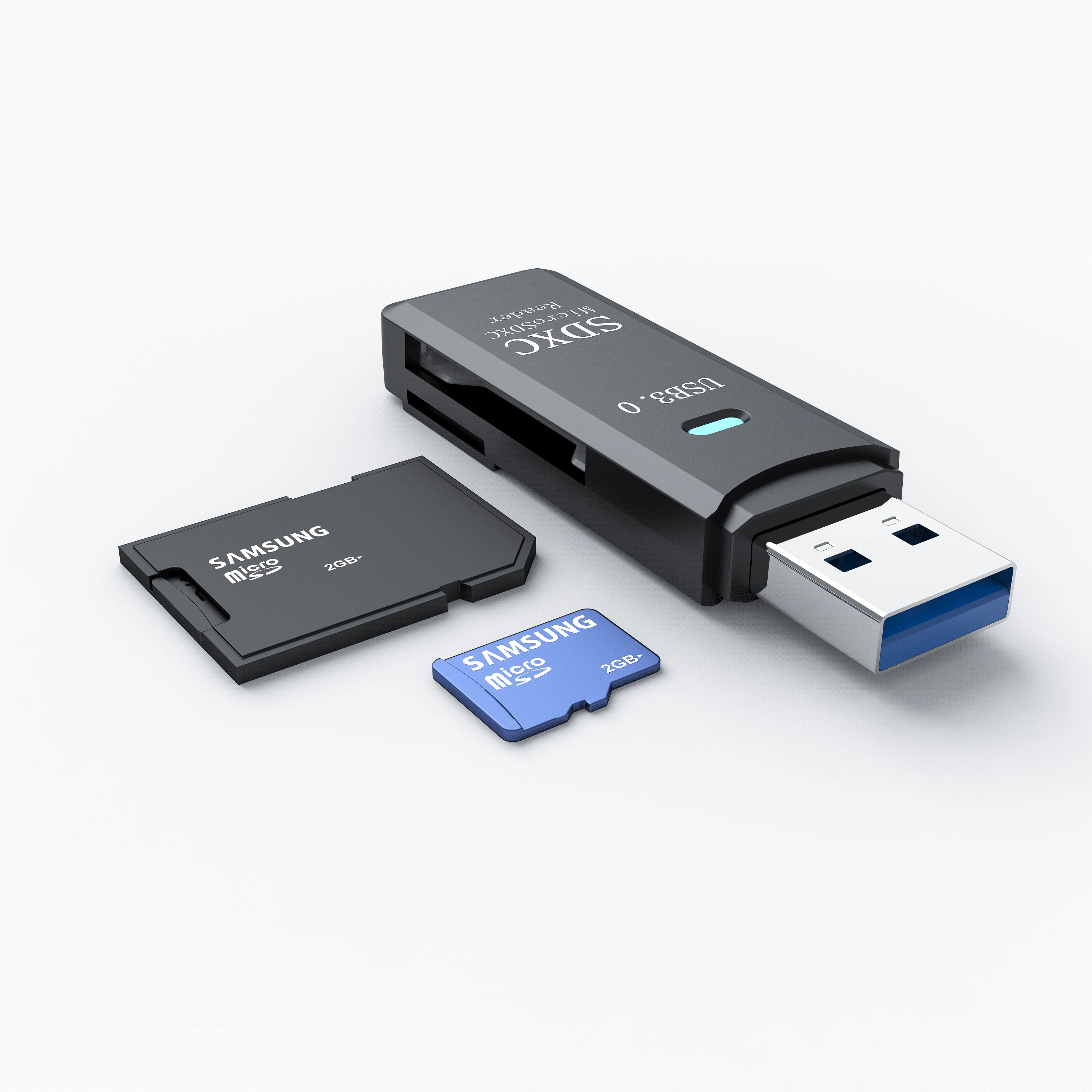 Мини Портативный TF картридер USB 3,0 кард-ридер с двойным разъемом для карт, поддерживает TF/SD/SDXC, Micro SDXC