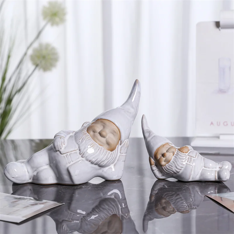 Dwarf Figurine Interior Ornaments Gnome Decor Ceramic Home Table Decoration