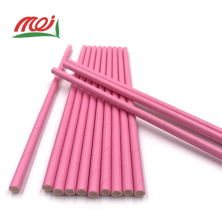 Customize recycle paper packaging straw 12 mm pink paper straws
