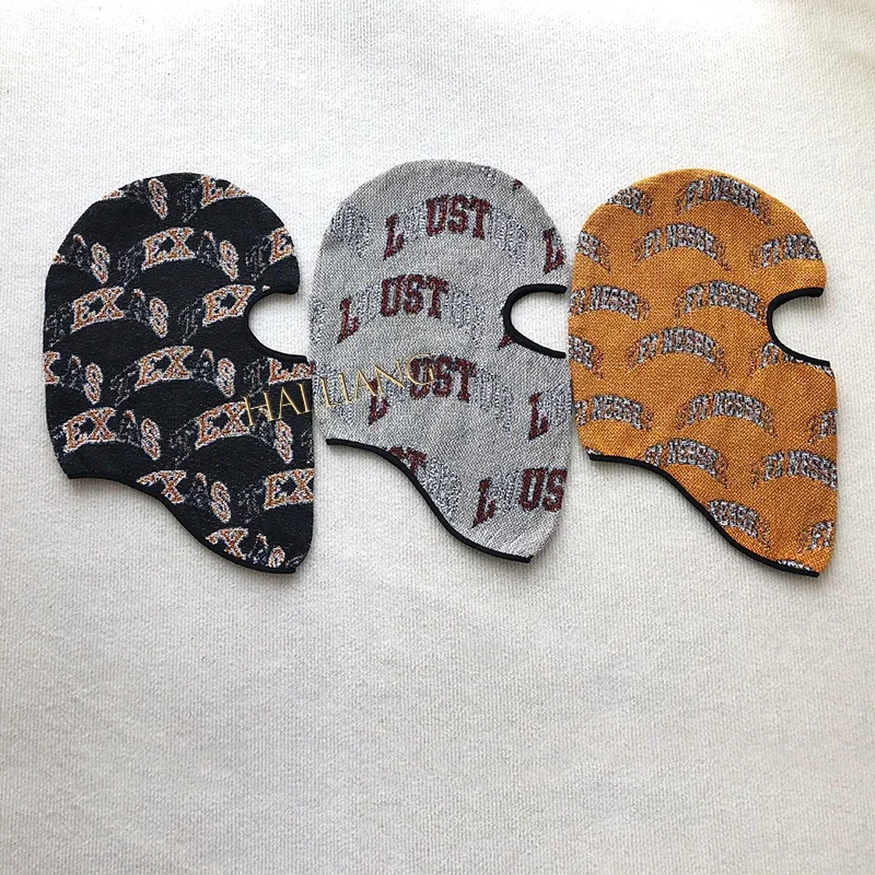 Balaclava Hat Fashion Designer High Quality Tapestry Balaclava Wholesale Full Face cover hat Knitted customize hats for men