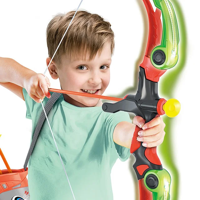 Outdoor Sports Game Bow & Arrow Light Up Archery Toy Set For Kids 6 - 12 Years With Suction Cup Arrow 3 Pcs
