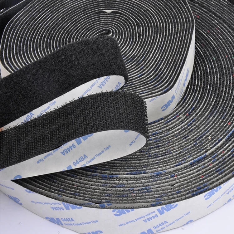Black White Good Sticky 20-110 mm Wide Hook and Loop Tape adhesive Hook Loop Strong Back Adhesive Fasteners Tape Rolls