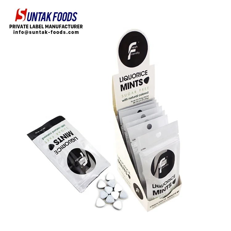 Factory Direct Sale Bulk Fresh Friendly Sugar Free Liquorice Mint Confectionery Hard Tablet Licorice Candy