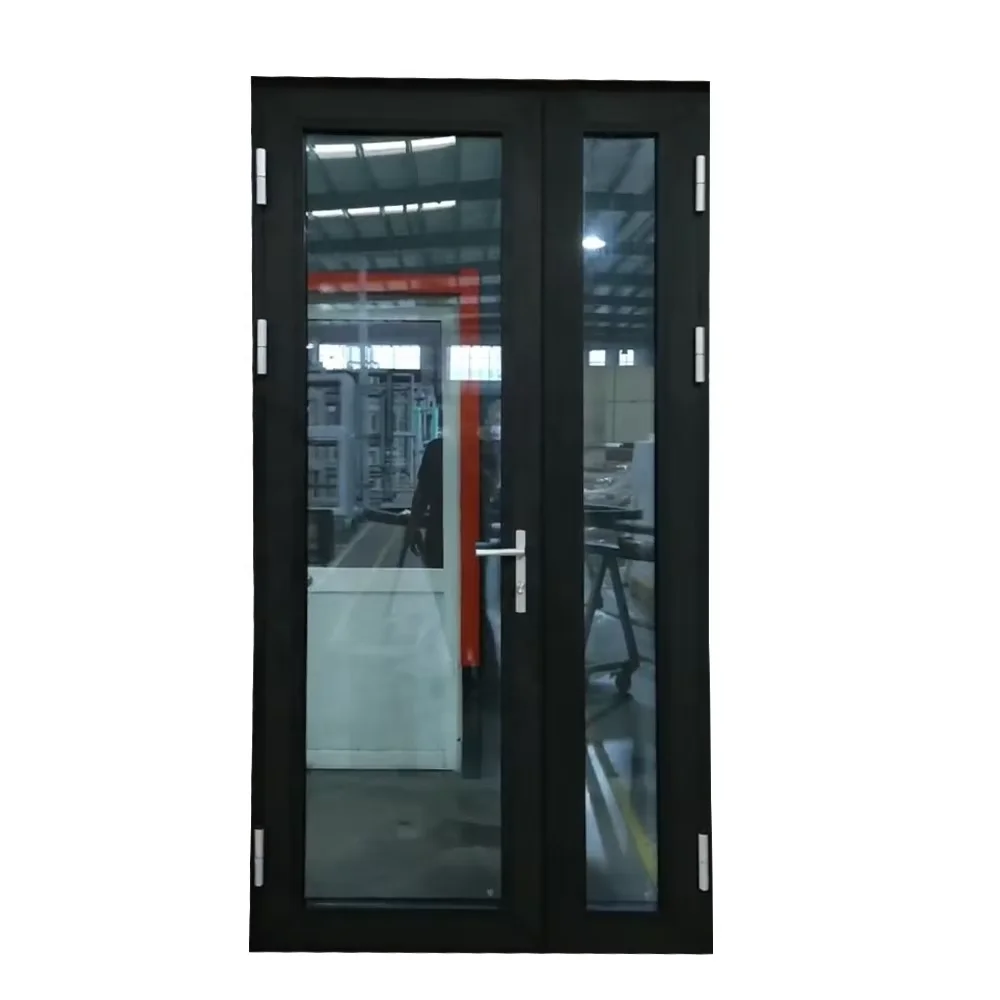 Черная алюминиевая створчатая дверь Minglei энергосберегающая Тройная стеклянная французская