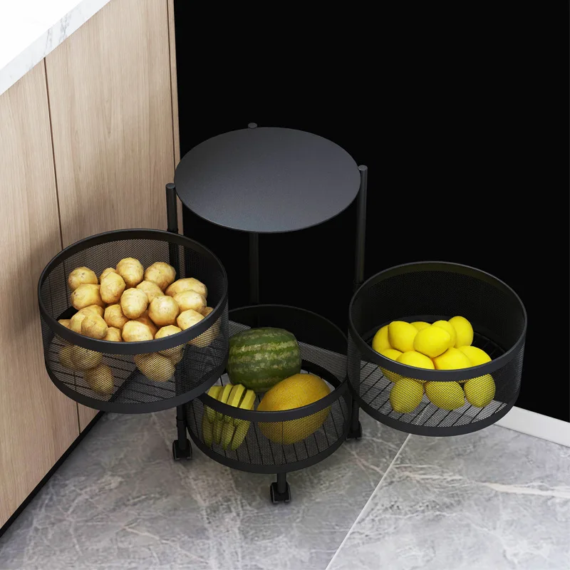 
Dropshipping 1pcs Hot Sale White Black Mobile 5 layer Kitchen Rack Modern Multifunctional Rotating Kitchen Racks 