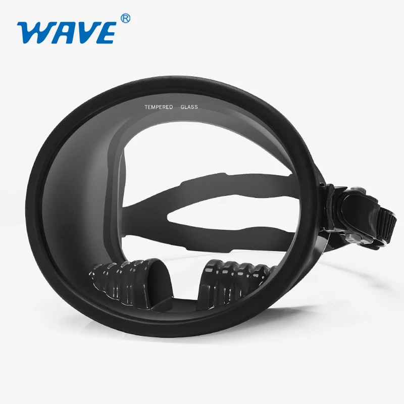 Guangzhou Vanguard Round uv anti fogging black freediving resistant resin lens funny scuba full face dive Oval diving mask