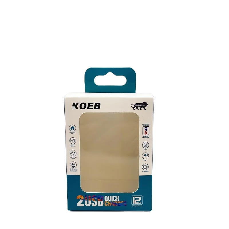 Wholesale transparent window box paper packing box charger data usb cable display boxes packaging