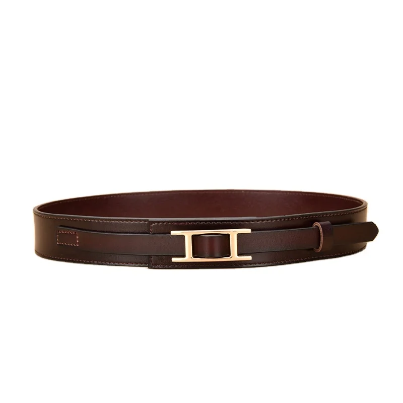 Ремень из натуральной кожи для мужчин и женщин, классический модный пояс с пряжкой с язычком