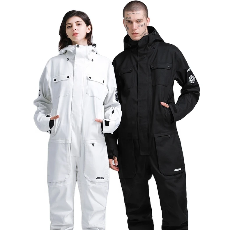 SNOW Couple Ski Suit Winter Warm Ski Suit Siamese Double Board Adult Windproof Waterproof Women Men Ski Outdoor Jumpsuit