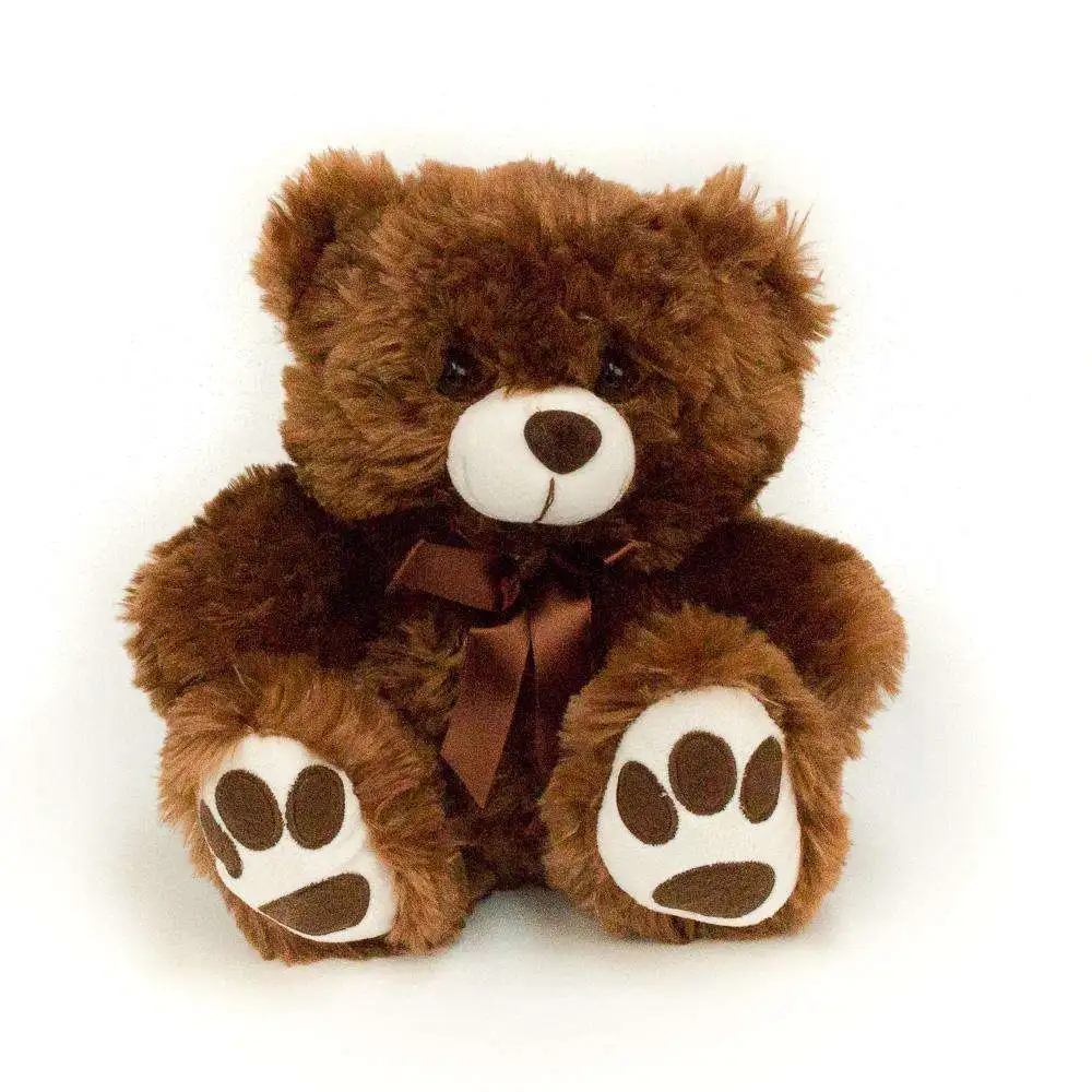 Sitting Teddy Bear With Embroidery Paw And Ribbon Super Soft Cuddle Stuffed Animal Plush Toy For Kids Gifts