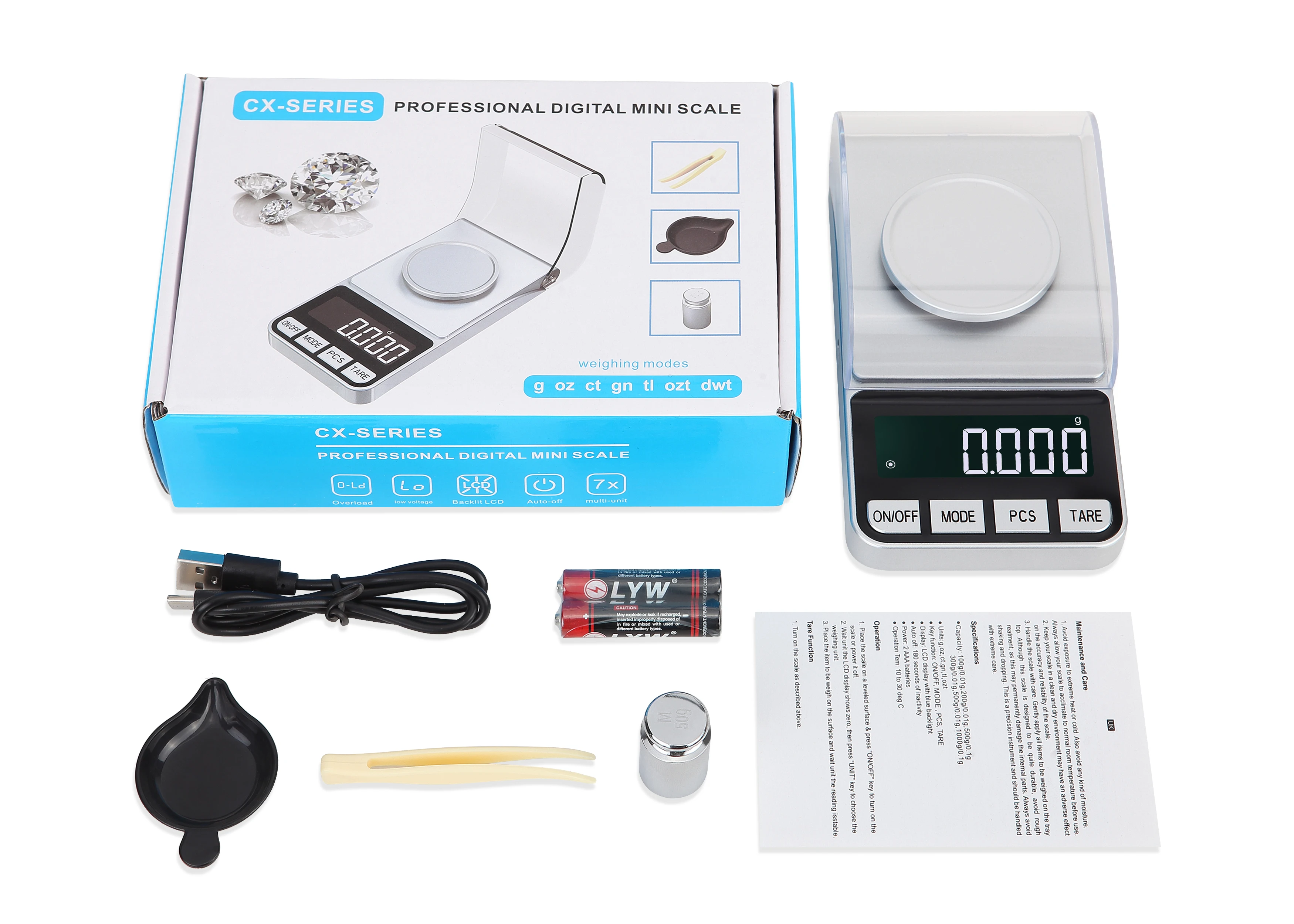 Changxie OEM/ODM 10g 20g 50g 100g/0.001g High Accuracy Mini LCD Digital Jewelry Scale Electronic Pocket Gold Diamond Scale