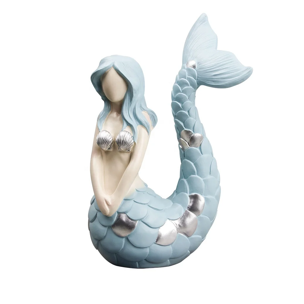 Nautical Ocean Mermaid Holding Conch Shell Decorative Statue Home Decor The Seas