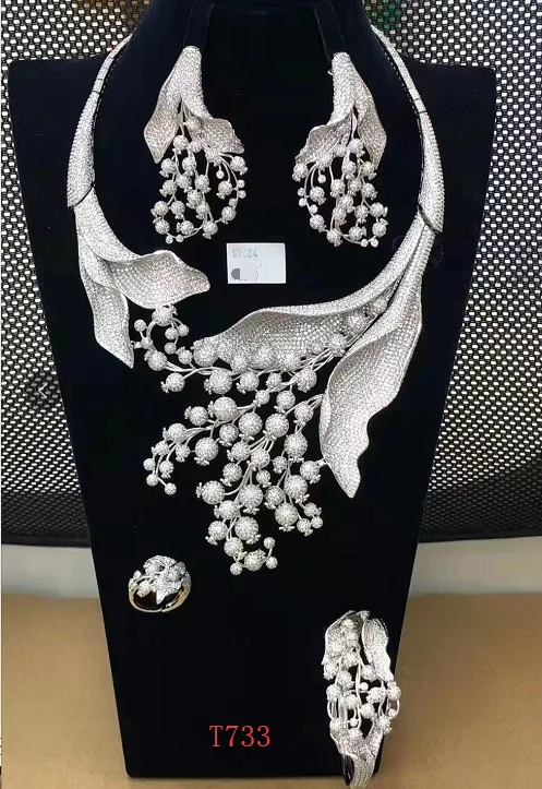 Set-111 Xuping  women jewelry necklace set zircons paved bridal wedding set